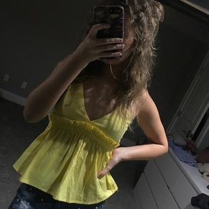 Yellow ruffled tank top